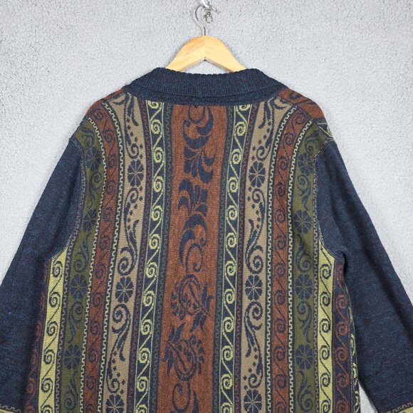 Peruvian Link Open Long Cardigan Womens XL Firenza Sweater Alpaca Blend Jacquard - Picture 6 of 13
